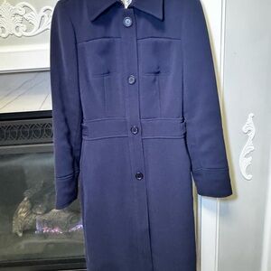 Armani Exchange Navy Long Overcoat Button Belted Pockets XS Designer Classic